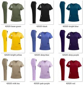 42020 High End Hospital cuello en V Spandex bambú algodón orgánico Scrubs traje vestido mujer pakistaní mujeres trajes - Product Image 6