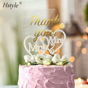 Hstyle อุปกรณ์แต่งหน้าเค้กอะคริลิคทรงหกเหลี่ยมใส PQA045แบบ DIY สำหรับตกแต่งงานแต่งงานวันเกิด - Product Image 3
