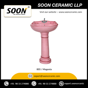 Lavabo sur pied en céramique monobloc de luxe pour la maison, design moderne, avec montage de robinet monotrou, capacité personnalisable - Product Image 1