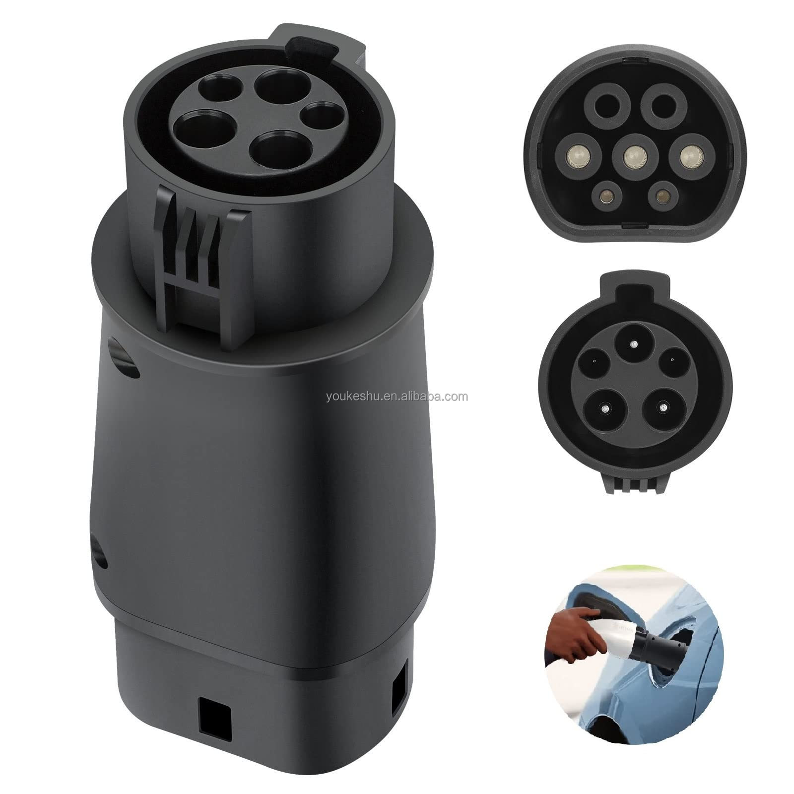 Type 1 to Type 2 EV Charging Cable - 32A SAE J1772 Adapter