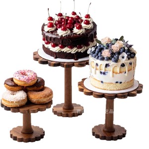 Estante de madera para postres, soporte giratorio para exhibición de pasteles, para fiestas, cumpleaños, almacenamiento de aperitivos, redondo, multicapa, 1 unidad - Product Image 5