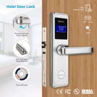 Serrure de porte d'hôtel antivol en acier inoxydable poli avec carte-clé d'accès, étanche IP54, garantie de 2 ans