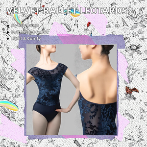 <span class=keywords><strong>Justaucorps</strong></span> de ballet imprimés en velours pour femmes Gymnastique légère <span class=keywords><strong>Danse</strong></span> Formation Spandex Coton Jupe en nylon - Product Image 2