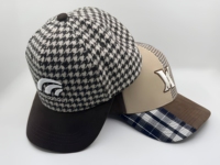 Casquette de baseball unisexe personnalisée en daim, coton et patchwork colorblock à carreaux avec broderie de lettres