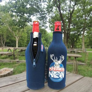 Custom Wine <b>Bottle</b> Cooler Covers Neoprene Insulated Beer <b>Bottle</b> Holder with Zipper - Product Image 6