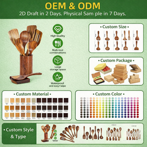 卸売キッチン調理器具セット無垢材スパチュラキッチン用品調理計量木製スプーンセットキッチン用 - Product Image 4