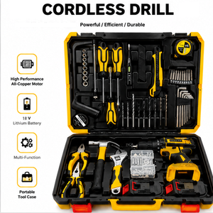 Kit d'outils de perçage sans fil 18V avec batterie au lithium, ensemble de perceuses électriques à double batterie, outils à main, accessoires, boîte pour réparation domestique DIY - Product Image 2