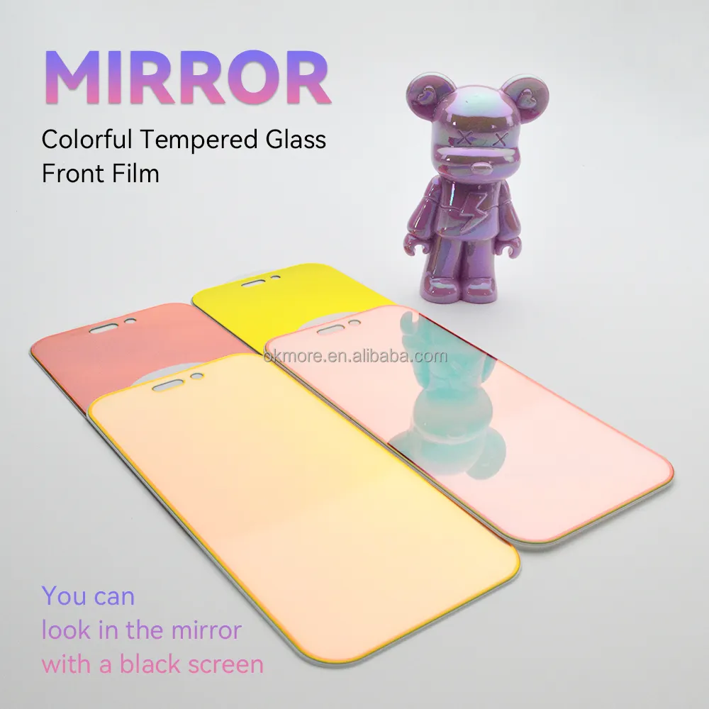 Premium Colorful Mirror Screen Protector for iPhone 14 Pro Max New Gradient Color Plating Tempered Glass Film