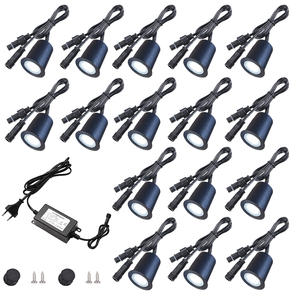 12V 1W RGBW Wifi Adjustable Outdoor Buried Floor Round Step Inground  Garden Led Deck Lights with black finishing