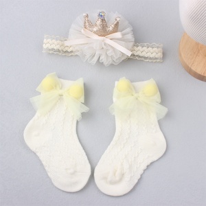 Đơn Giản Và Phong Cách Cotton Thoáng Khí Bow Hình Bé Headband Và Vớ Đặt Cho Trẻ Em Của Vớ - Product Image 5
