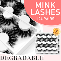 Medylashes Factory – Cils 3D faits main, doux, véganes, biodégradables, en fibres végétales, noirs, 5MM-25MM, 25-30 utilisations, avec bande en coton