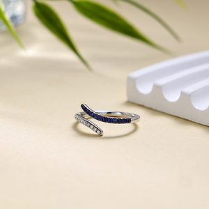 Anillos de Compromiso Clásicos de Oro Sólido de 14K con Zafiro y Baño de Rodio para Mujer, Joyería de Lujo Personalizada para Fiestas - Product Image 2