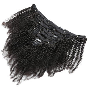 Vente en gros de cheveux humains vierges 4B 4C Extensions de cheveux afro bouclés à <span class=keywords><strong>clip</strong></span> 100% cheveux humains couleur naturelle 7 pièces par ensemble - Product Image 5