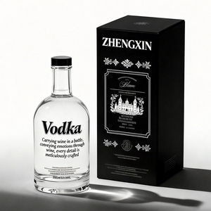 Botella de <span class=keywords><strong>Vodka</strong></span> de Vidrio Grueso de Alta Calidad de 100 ml, 200 ml, 375 ml, 500 ml, 1000 ml, Botella Vacía para Alcohol con Tapón para Destilería - Product Image 4