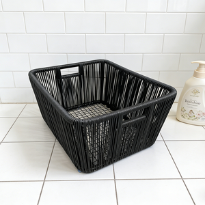 Panier à <span class=keywords><strong>linge</strong></span> tressé en corde grande capacité, étanche, avec couvercle, personnalisable avec logo, pour vêtements sales – Fournisseur OEM de rangements domestiques - Product Image 4