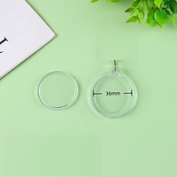 Personalisierbare, blanke runde Acryl-Schlüsselanhänger zum Selbstgestalten: Wellenförmige Leder-Schlüsselanhänger mit 36mm Foto-Einsatz und Lederband für Hochzeit und Geburtstag