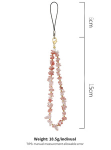 Regalo elegante, antipérdida, grava Natural con cuentas de cristal, piedra de ágata, correa de muñeca, piedra lunar, accesorios para teléfono móvil, cordón - Product Image 2