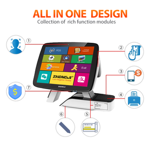 Sistema POS Táctil de Doble Pantalla ZHONGJI de 15 Pulgadas, Intel Quad-Core, <span class=keywords><strong>8GB</strong></span> DDR4, <span class=keywords><strong>256GB</strong></span> SSD, Compatibilidad con Múltiples Dispositivos, Win10/Win11, CE/CCC - Product Image 2
