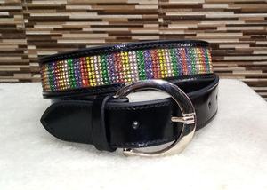 Ceinture de cavalier en cuir cristal arc-en-ciel de qualité supérieure - Product Image 3