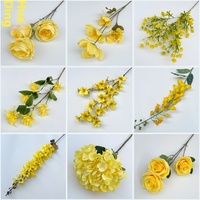 Fleurs de mariage jaunes citron simulées de 24 ans pour les décorations de Noël et d'hôtel, fleurs artificielles durables