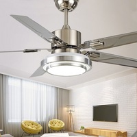 Ventilateur de plafond en fer de 52 pouces avec lumières LED, 5 pampilles de style moderne pour chambre/salon, ventilateur électrique 220V avec télécommande et variateur d'intensité
