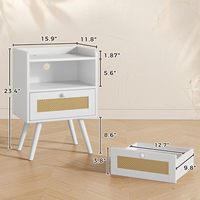 Mesa de Cabeceira Moderna com Gaveta Única, Estilo Minimalista, Gavetas Brancas, Móvel de Quarto com Pés para Armazenamento