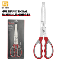 Ciseaux de pêche DXTOOLS en stock pour la vente en gros, coupe-ligne tressée rouge avec poignée PP+TPR, grande taille 27.4X9.7CM, lames en acier inoxydable 2Cr13