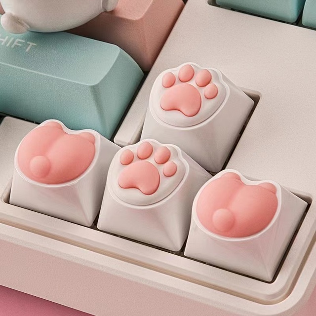 Wholesale New Design Cat Paw Keycap Custom Silicone 3D Printing Keycap Buttons Key Cap for Mechanical Gaming Keyboard Cat Keycap