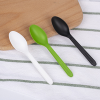 Ensemble de couverts jetables en CPLA compostable et biodégradable, noir, blanc, vert, pour les fêtes, couteau, fourchette, cuillère de 5 pouces, certifié BPI/DIN