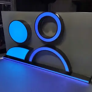 Empresa Negócios Marca Alumínio Frame Acrílico 3D Logotipo Led Light Sign Board Face Lit Canal Carta Com Alumínio Backer Painel