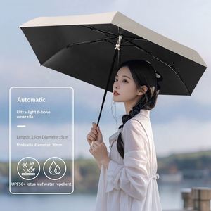 Nuevo Paraguas Plegable de Tres Secciones, Ultra Ligero, Automático, Doble Uso (Sol y Lluvia), con Protección Solar de Goma Negra, Personalizable para Adultos, de Tela Pongee - Product Image 2
