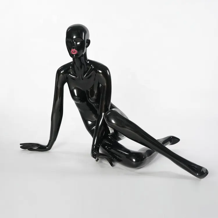 Glänzend schwarz ei kopf sexy lebensechte weibliche make-up mannequin mit roten lippen Beste preis