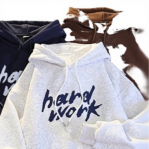 High Quality Cotton Fleece Pullover Hoodies Plus Size Men's Letter Printed Pocket Sweatshirts Unisex Winter - Product Image 3
