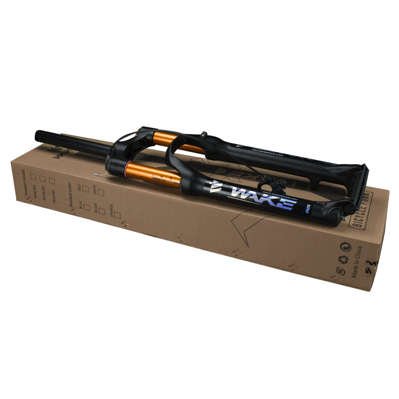 WAKE Pneumatic Front Bicycle Fork 120mm - High-Performance Mountain Bike Air Suspension - Upper tube view