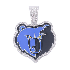 Collana con Ciondolo Personalizzato del Campionato NBA <span class=keywords><strong>Memphis</strong></span> Grizzlies, Charm con Logo Orso Smaltato, Catena Cubana Placcata Oro 14K - Product Image 5