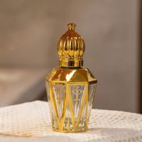 Flacon de parfum miniature 12 ml en verre doré conique en forme de V avec bille roulante, vaporisateur rechargeable pour échantillon d'huile de parfum, flacon de luxe