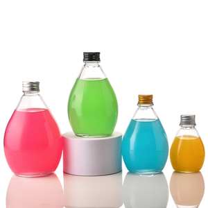 Bottiglia in Vetro per Latte, Caffè e Bevande 260ml 350ml 500ml, a Forma di Goccia d'Acqua, Trasparente, Vuota, per Succhi, con Tappo a Vite in Alluminio - Product Image 2