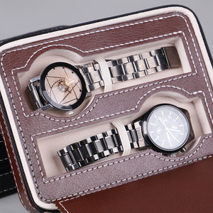 Caja de reloj con cremallera de cuero para mayores, caja de joyería de alta calidad para el hogar, 4 bolsas de almacenamiento - Product Image 6