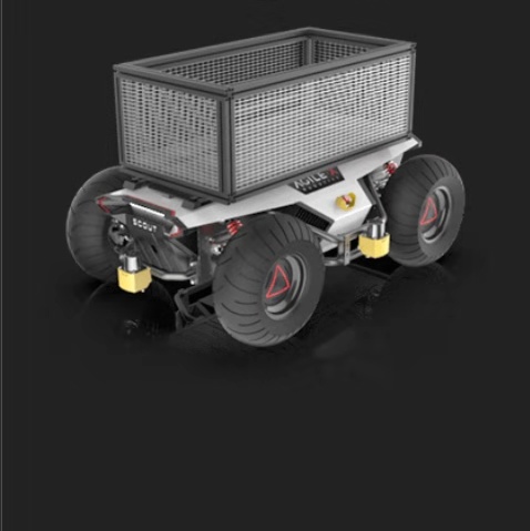 Беспилотный наземный автомобиль, используемый для логистической транспортировки С четырехколесным серводвигателем