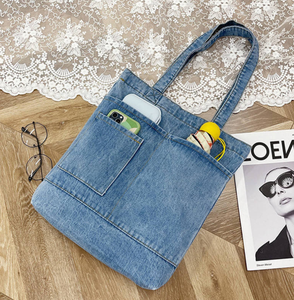 Grand sac de shopping en coton pour étudiante, sac à main en jean rétro troué pour femme, sac à bandoulière pour femme - Product Image 3