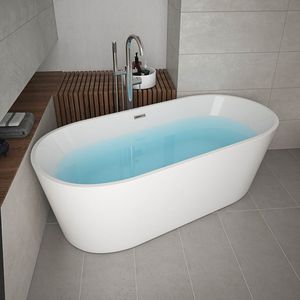 Meilleur prix pour une <span class=keywords><strong>baignoire</strong></span> ovale autoportante moderne pour hôtel, avec fonction de bain profond et drain, en acrylique - Product Image 2