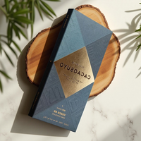 Boîte d'emballage rigide biodégradable écologique avec gaufrage, laminage UV mat, feuille d'or pleine couleur, chocolat noir de qualité alimentaire