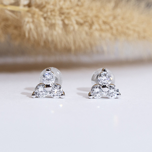 Boucles d'oreilles rondes en argent S925 avec diamants Messi Jewelry MSE-884 pour femmes - Product Image 2