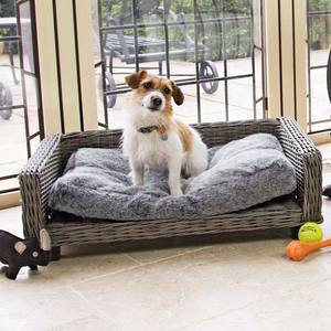 80x53x27cm muebles de exterior para mascotas gato sofá cama de mimbre para perros con cojín extraíble - Product Image 1