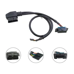 Hot Sale Dupont 8P Female To 16Pin Obd2 Obdii Obd Connector Male Flat Cable Obd2 Obdii Obd Gps Tracking Cable