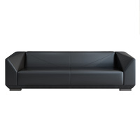 Canapé en cuir 3 places moderne et minimaliste pour bureau - Table basse ultra-minimaliste pour bureau à domicile, loisirs, réception, réunions d'affaires