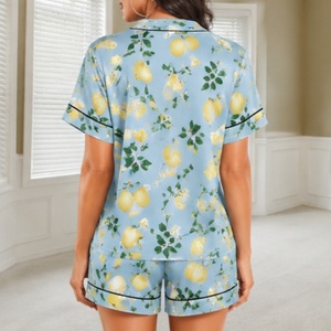 Pyjama de Noël en satin soyeux pour femme, ensemble deux pièces, col en V, pyjama court pour femme - Product Image 4