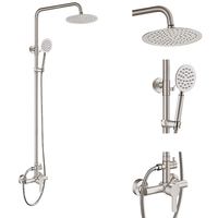 Robinet de salle de bain thermostatique mural moderne en acier inoxydable 304 à poignée unique avec pommeau de douche pluie et barre coulissante pour appartement