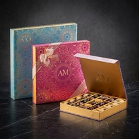 Boîtes à finger food haut de gamme en carton PPWR recyclable, personnalisables avec logo doré, pour fêtes, collations, cadeaux, avec plateau divisé et fermeture magnétique