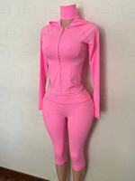 Ensemble veste à demi-zip et pantalon capri Y2K pour femmes, avec logo personnalisé, pantalon capri, ensemble de survêtement de yoga et d'entraînement 2 pièces pour femmes